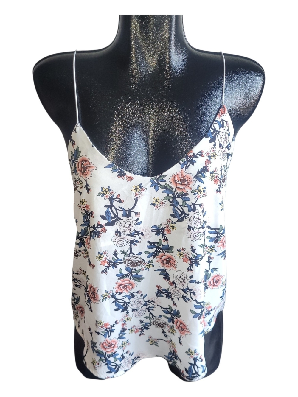 Revamped White Floral Print Cami Tank Top Size S